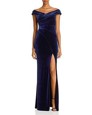 Off-the-Shoulder Side Split Velvet Gown Solo Stylez Off-the-Shoulder Side Split Velvet Gown Solo Stylez