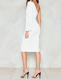Anything But Cold One Shoulder Midi Length Dress - Solo Stylez