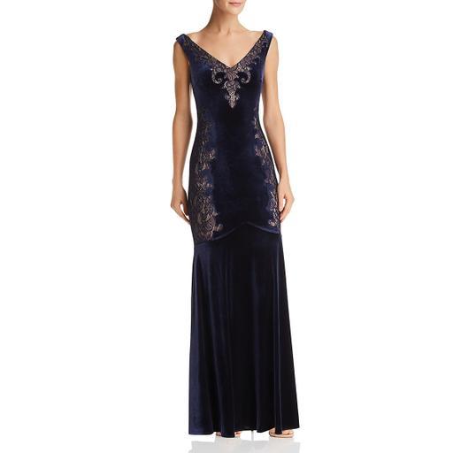 blue dress for baby girl Velvet Lace Special Occasion Dress With Mesh Panels – Solo Stylez