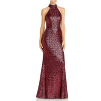 Long Fluted Sequin Mock Neck Gown - Solo Stylez