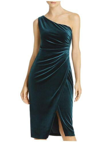 One-Shoulder Velvet Cocktail Dress With Split - Solo Stylez