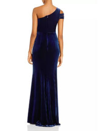 Velvet One-Shoulder Gown with Side Split - Solo Stylez