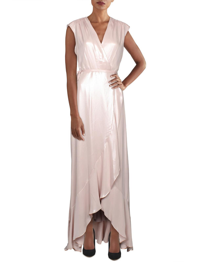 Ruffled Floor Length Tie Wrap Dress - Solo Stylez