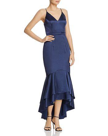 Satin Asymmetrical Flounce Dress - Solo Stylez