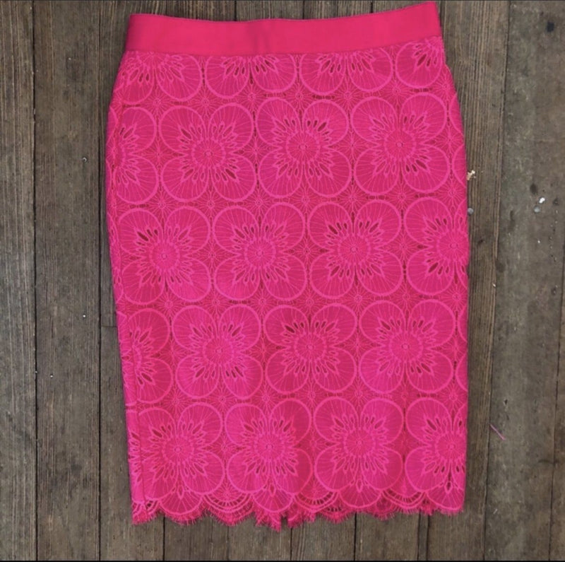 Pink Lace Pencil Skirt Size 8 - Solo Stylez