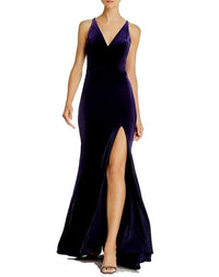 Velvet Sleeveless Gown With Side Split - Solo Stylez